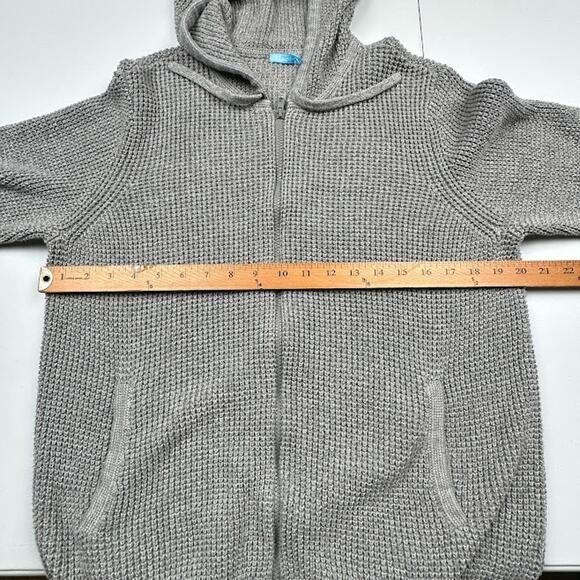 J Mclaughlin Sweater Women Large Gray Zip Cardigan Waffle Knit Minimalist Preppy - Picture 10 of 13